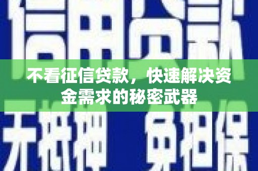 东明不看征信贷款，快速解决资金需求的秘密武器