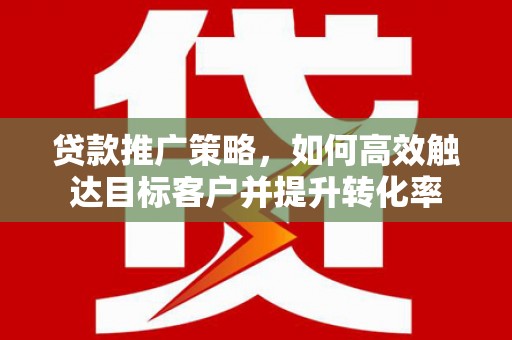 宾川贷款推广策略，如何高效触达目标客户并提升转化率